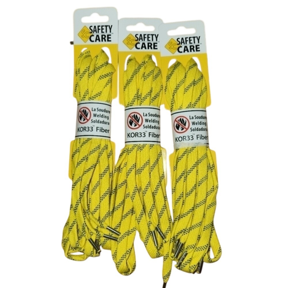 Safety Care Boot Shoe Laces Work Wear Welding 72" Yellow and‎ Black 3 pairs